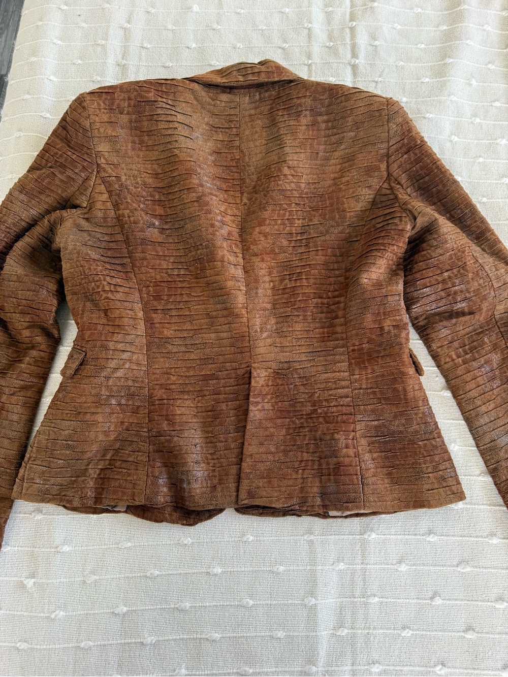 Zara Brown Ribbed Textured Blazer Jacket size Large/M - Picture 10 of 11
